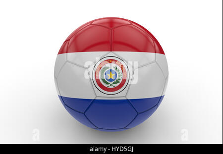 Soccer ball with Paraguay flag isolated on white background; 3d rendering Stock Photo