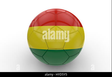 Soccer ball with Bolivia flag isolated on white background; 3d rendering Stock Photo