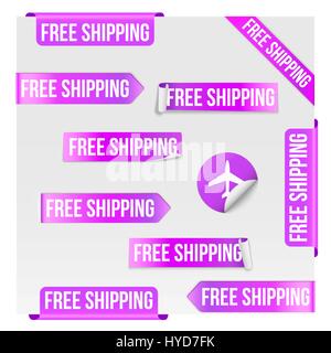 Free Shipping Purple Label Design Stock Vector