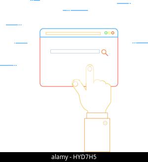 The hand clicks on the web page. Vector illustration . Stock Vector