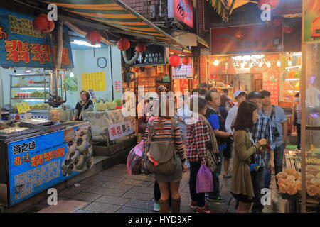 People visit Jiufen old street market in Taipei Taiwan. Jiufen old street market. Famous film City of Sadness was filmed in Jiufen. Stock Photo