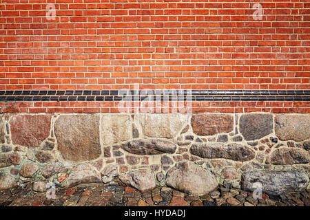Picture of stone and brick wall, texture or background. Stock Photo