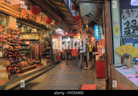 People visit Jiufen old street market in Taipei Taiwan. Jiufen old street market. Famous film City of Sadness was filmed in Jiufen. Stock Photo