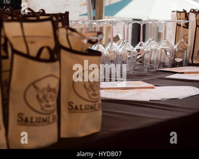 Salumi da re, prosciutto ham food festival held April 1sto to 3rd 2017 in Antica Corte Pallavicina Relais, Polesine, Parma, Italy Stock Photo