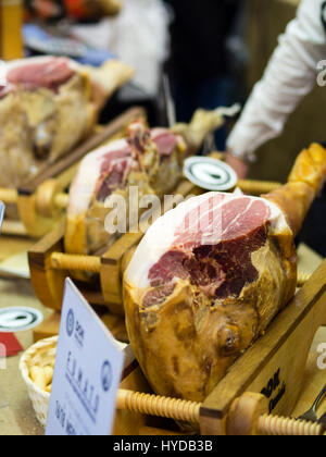 Salumi da re, prosciutto ham food festival held April 1sto to 3rd 2017 in Antica Corte Pallavicina Relais, Polesine, Parma, Italy Stock Photo