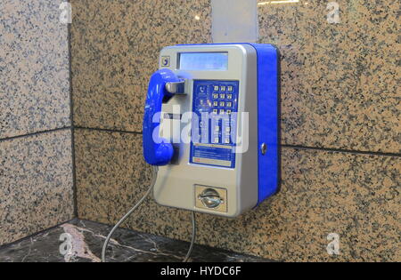Public pay phone in Taipei Taiwan. Stock Photo