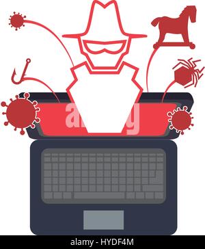 pc laptop malware Stock Vector