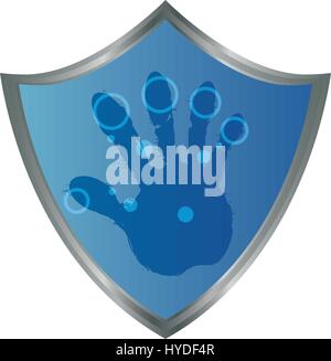 shield security fingerprints hand Stock Vector
