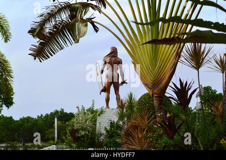 Monument of Lapu Lapu, the pre-colonial chief of Mactan at the Mactan shrine in the island of Mactan, Cebu City, Philippines, in South East Asia. Stock Photo