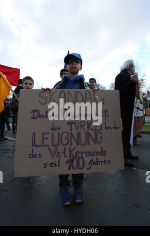 Berlin, Germany, April 18th, 2015: Protest in remembrance to Armenian genocide of 1915. Stock Photo