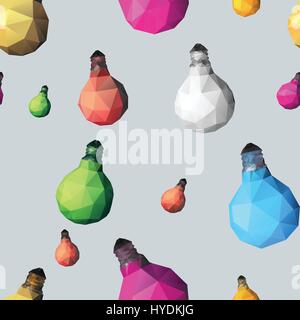 low poly light bulb. Seamless pattern Stock Vector