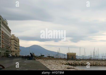 Naples, Italy, castel dell'ovo and caracciolo street Stock Photo