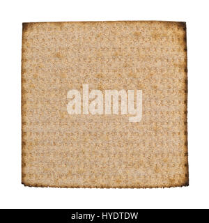 Top view of a single whole wheat matzo cracker isolated on a white background. Stock Photo