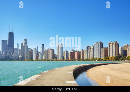 Chicago waterfront skyline on a beautiful day, USA. Stock Photo