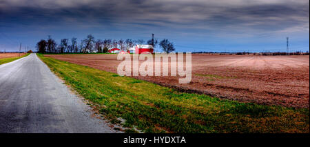 Typical midwest farm under the spring sunshine Stock Photo