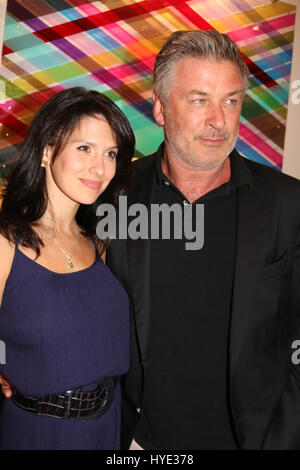 EAST HAMPTON, NY - JULY 19: Hilaria Baldwin, Alec Baldwin at the Opening Night of Clever Little Lies starring Marlo Thomas at Guild Hall in East Hampton NY on July 19, 2014. Credit: mpi98/MediaPunch Stock Photo