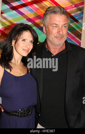 EAST HAMPTON, NY - JULY 19: Hilaria Baldwin, Alec Baldwin at the Opening Night of Clever Little Lies starring Marlo Thomas at Guild Hall in East Hampton NY on July 19, 2014. Credit: mpi98/MediaPunch Stock Photo