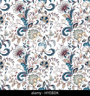 Vintage flowers seamless background in provence style. Stock Vector