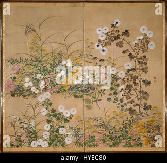 Attributed to Ogata Korin   Important Art Object Flowering Plants in Autumn   Google Art Project Stock Photo