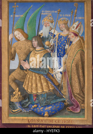 Jean Bourdichon (French   Louis XII of France Kneeling in Prayer   Google Art Project Stock Photo