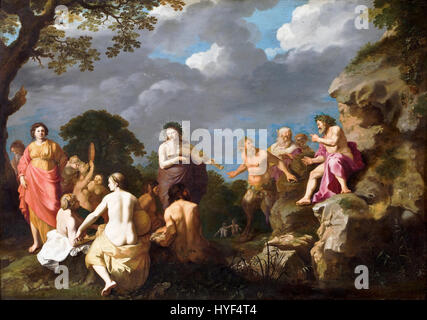 Cornelis van Poelenburgh   The Musical Contest between Apollo and Marsyas   Google Art Project Stock Photo