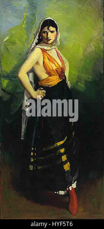 Robert Henri’s *Betalo Rubino, Dramatic Dancer* is a striking portrayal of movement and expression. The work captures a dancer in an intense, dynamic pose, focusing on the fluidity of motion and the emotional energy of the performance. Henri's use of bold brushstrokes and vibrant colors conveys the drama and intensity of the moment. Stock Photo