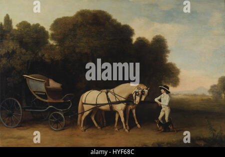 George Stubbs   Phaeton with a Pair of Cream Ponies and a Stable Lad   Google Art Project Stock Photo