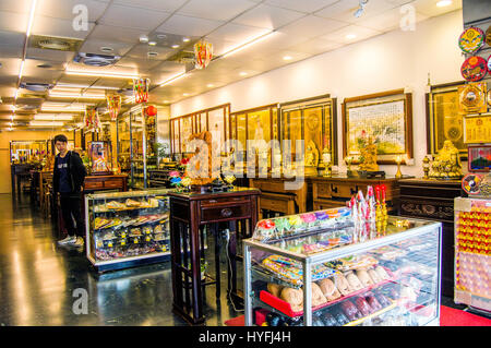 Chinese art and statuary shop, Guiyang Street, Wanhua, Taipei, Taiwan Stock Photo