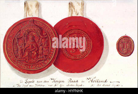 Seal of Justice, counter seal and cachet seal of the Supreme Court in Holland Stock Photo