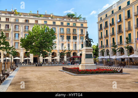 Independence Square in Girona, Catalonia, Spain Stock Photo