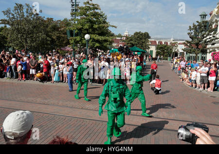 Toy Story soldiers, part of the Disney Stars on Parade, Disneyland Paris, Marne-la-Vallée, near Paris, France. Stock Photo