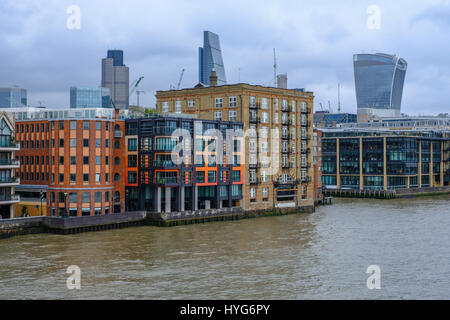 Thames-side offices and skyscrapers Stock Photo