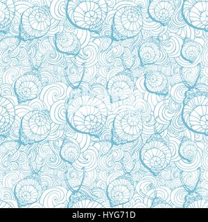 Doodle style fun lacy snail, seamless animal and patterm Stock Vector