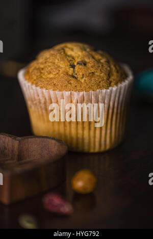 Gluten free muffin with dark chocolate beans Stock Photo