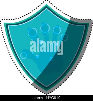 shield security fingerprints hand Stock Vector