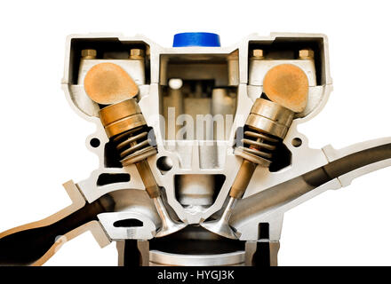 Cutaway model of an internal combustion engine with a blackboard in the ...