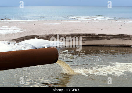 stock sea pipe draining ecology sanitation pollution Stock Photo