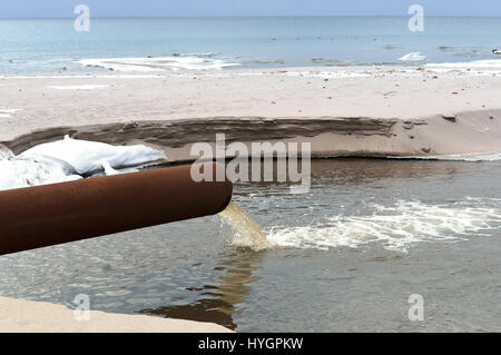 stock sea pipe draining ecology sanitation pollution Stock Photo