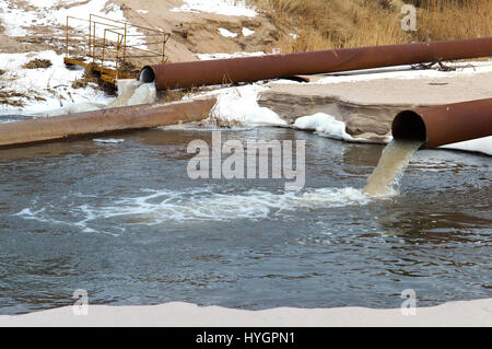 stock sea pipe draining ecology sanitation pollution Stock Photo