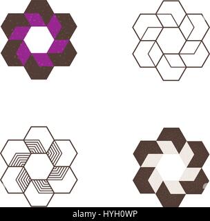 Set of vector geometric monogram. Minimasm for branding and logo design. Contemporary graphic design. Stock Vector