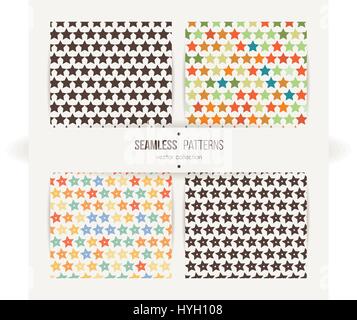 Collection of star patterns. Seamless set Stock Vector