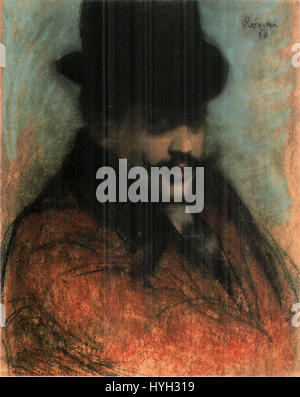 'Rippl Man Wearing Top Hat' (1918) is a portrait painting that captures the fashion and style of the early 20th century. The subject’s formal attire, including the top hat, reflects the fashionable trends of the time, while the painting showcases the artist’s attention to detail in portraiture. Stock Photo