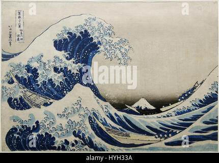 Hokusai's iconic woodblock print 'The Great Wave off Kanagawa' from the ...