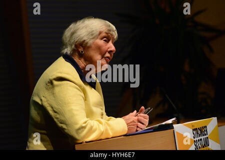 Iconic Liberal Democrat party figure Baroness Shirley Williams speaking at a Scottish Liberal Democrat party rally in Edinburgh a week before the Scottish independence referendum Stock Photo