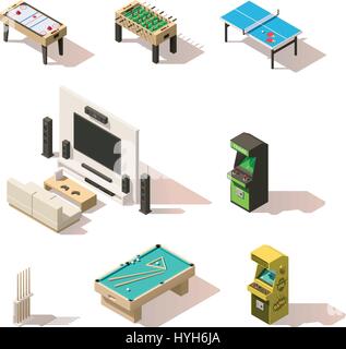 Vector isometric low poly games set Stock Vector