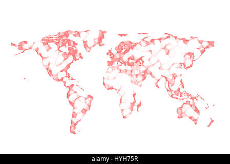 Polygon world map isolated on white background Stock Photo