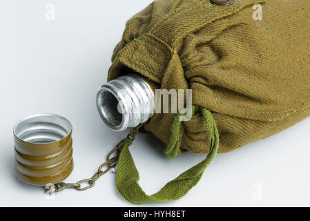 Army water canteen isolated on a white background Stock Photo