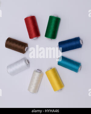colourful thread bobbins Stock Photo