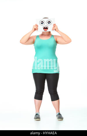 Dieting concept, cute girl had her face and mouth closed Stock Photo