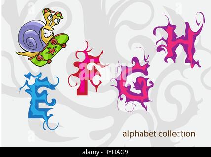 alphabet with Mr. Snail. vector illustration  Stock Vector